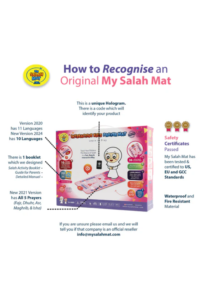 Tapis de Prière Interactif My Salah Mat | Rose