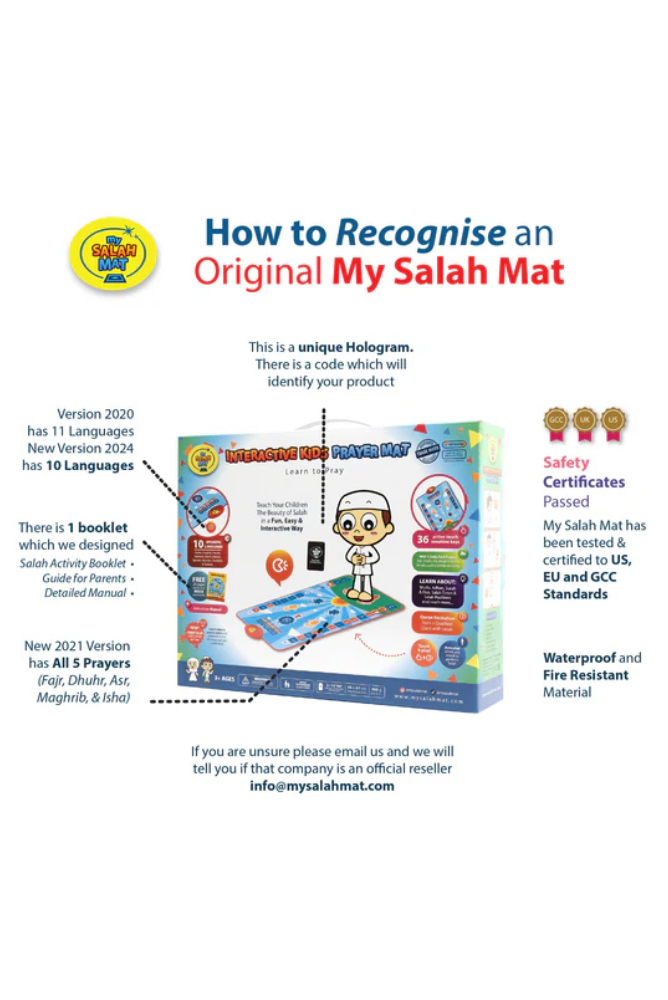 Tapis de prière interactif My Salah Mat | Bleu